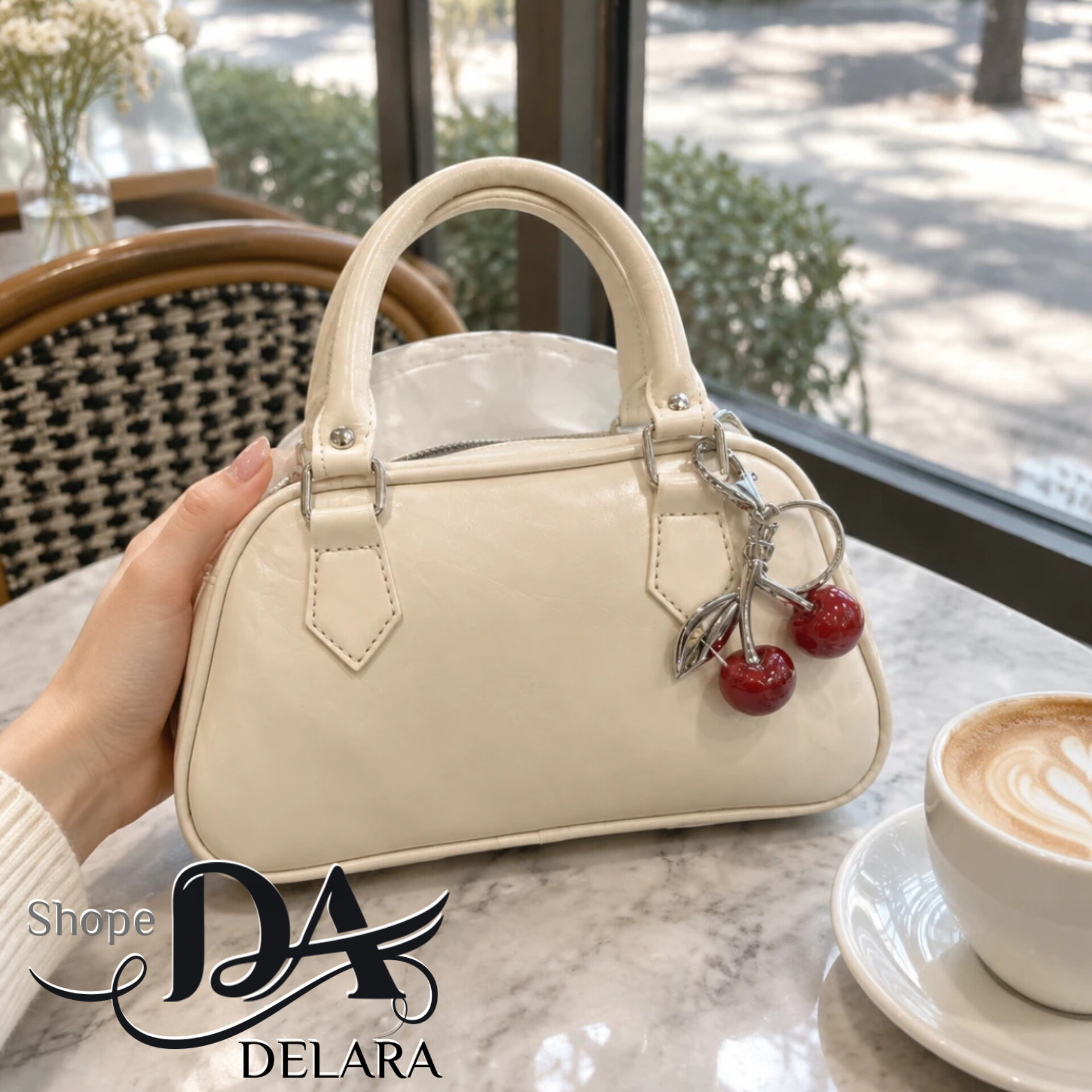 کیف دستی و دوشی زنانه مدل آلبالویی کرمی